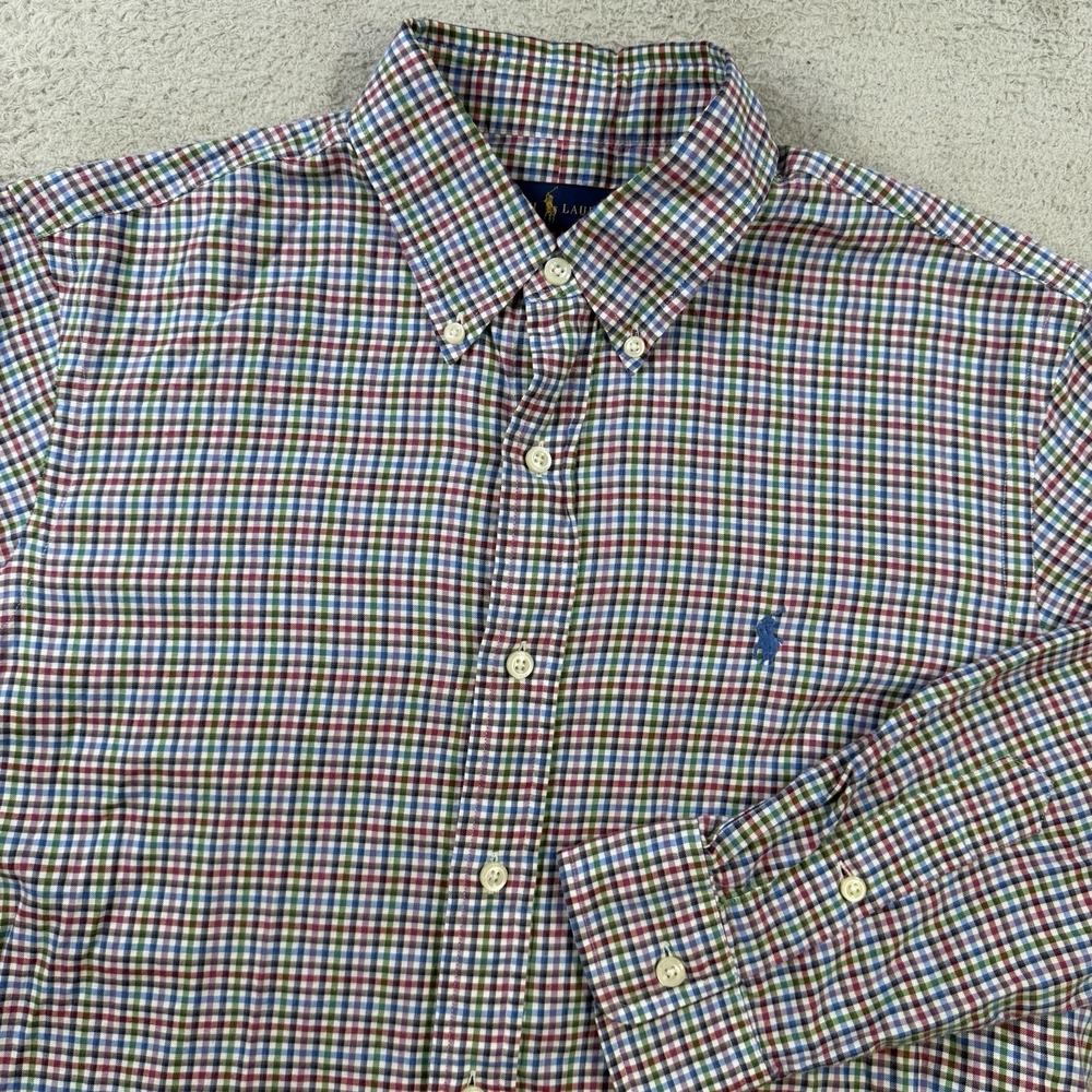 Polo Ralph Lauren Shirt Men Medium Multicolor Check Long Sleeve Button Down Pony